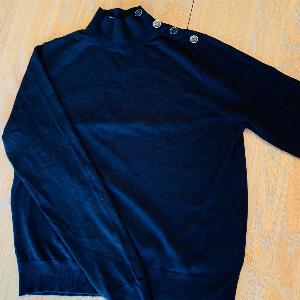 Black Short Turtle Neck JCrew with Golden Buttons